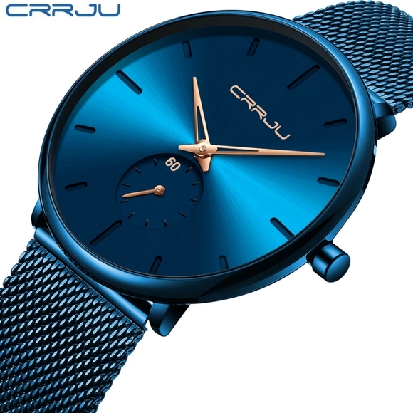🌏Mens waterproof blue tone stainless steel luminous watch - Picture 4 of 4